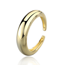 Right Grand Brass 18k gold plating open size moon shape plain ring